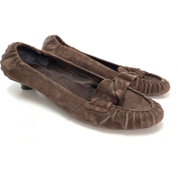 LINEA PAOLO Brown Suede Leather Kitten Heels 9.5 - Picture 1 of 16